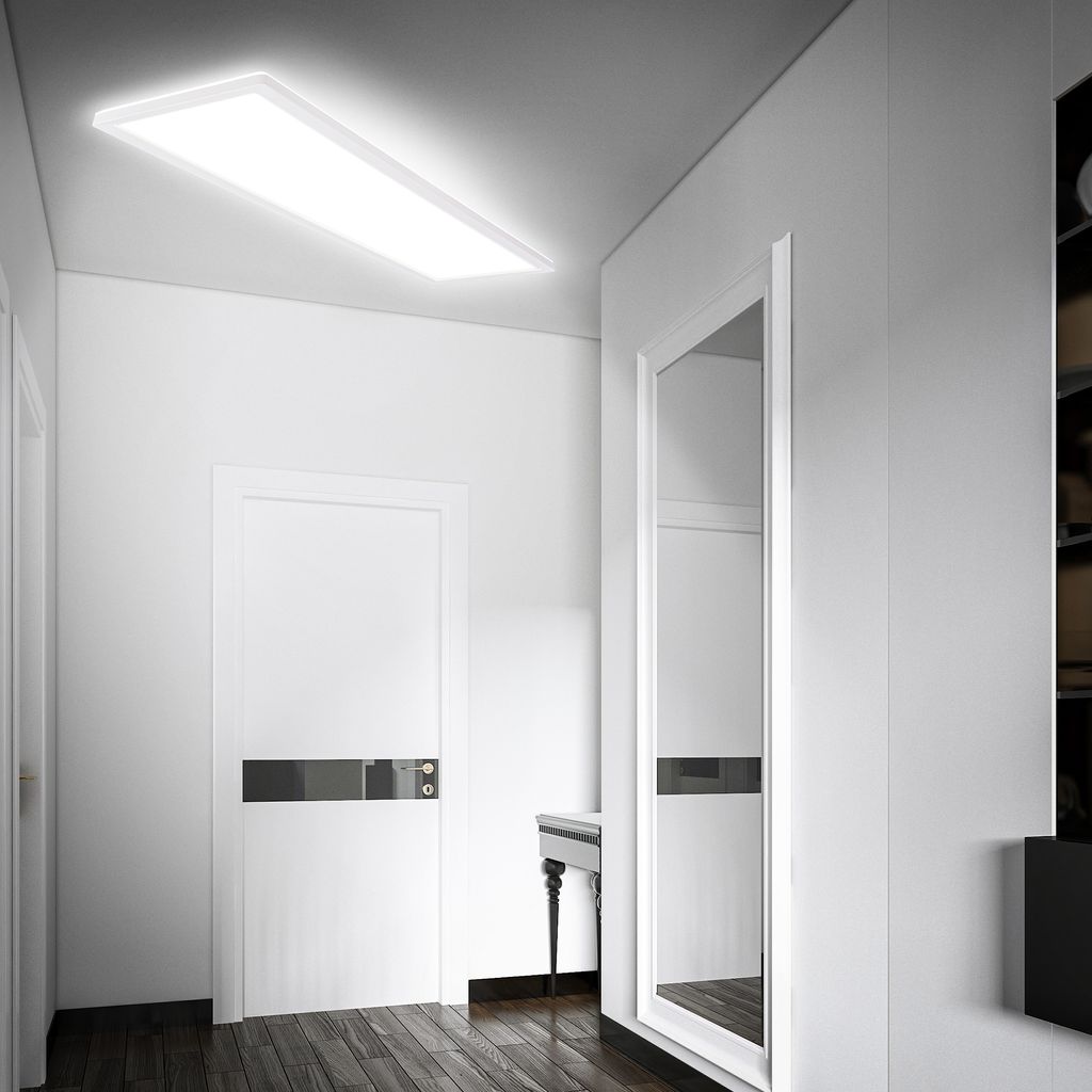 Ultraflache LED Deckenlampe mit Bewegungsmelder - IP44 LED Badlampe Badezimmerleuchte. Deckenpanel extra flach für Feuchträume. 98 x 20 x 3 cm (LxBxH) 2