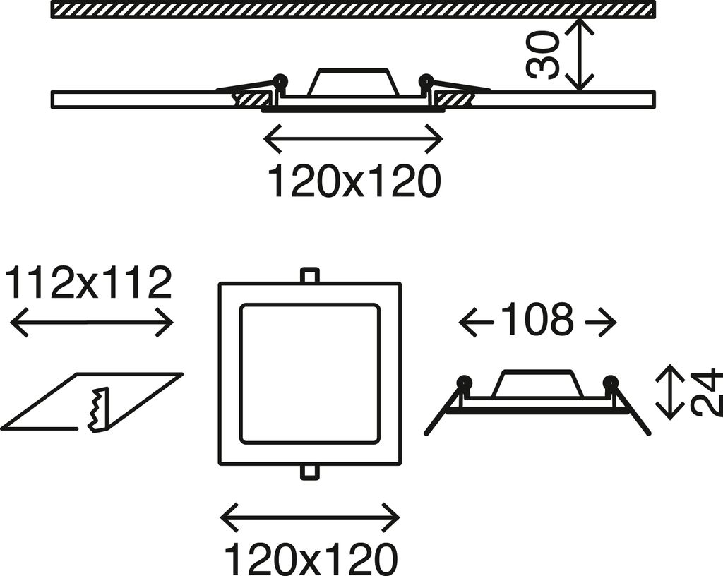 LED Einbauleuchte, 12 cm, 7 W, Matt-Nickel