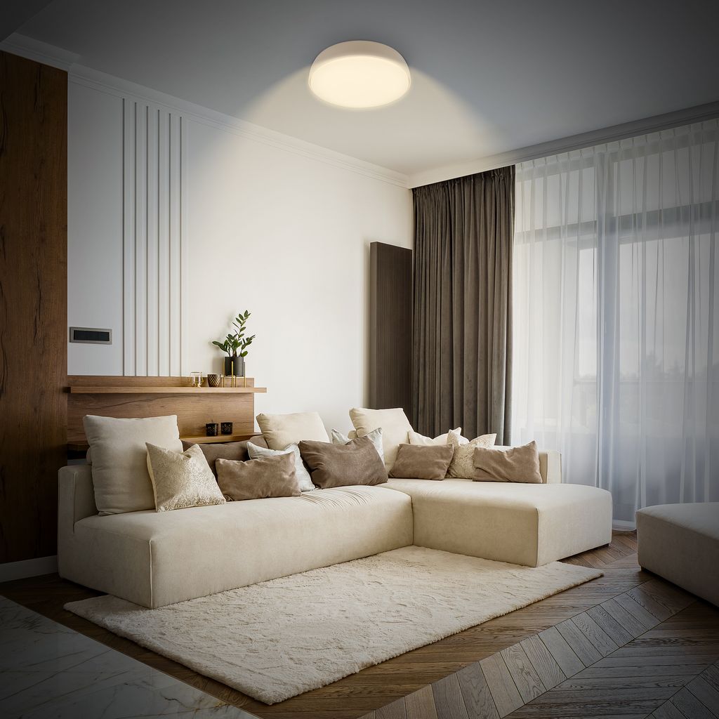 Nikan Deckenleuchte Ø28,5 cm - 12W, 1200lm, LED, 3000K Warmweiß, Beige