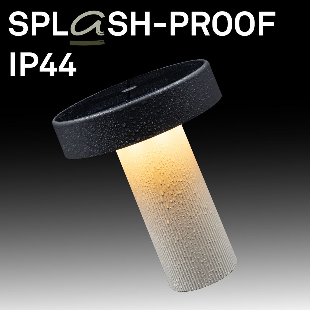 Poga Tischlampe - 1W, 150lm, Kabellos, LED, Dimmbar, Solar, Altweiß, Anthrazit