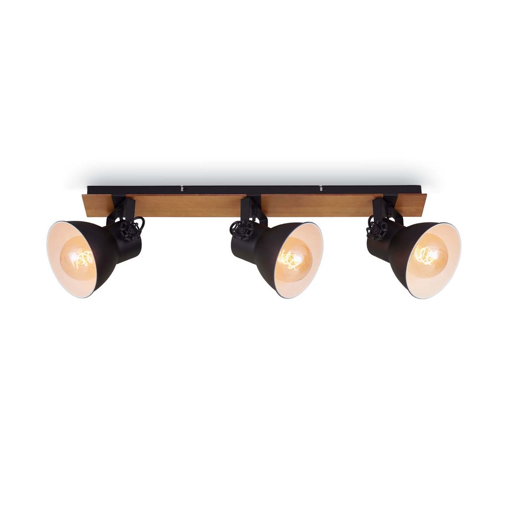 Briloner Tempa Deckenstrahler, schwenkbar, Holz, 3-flammig, Schwarz