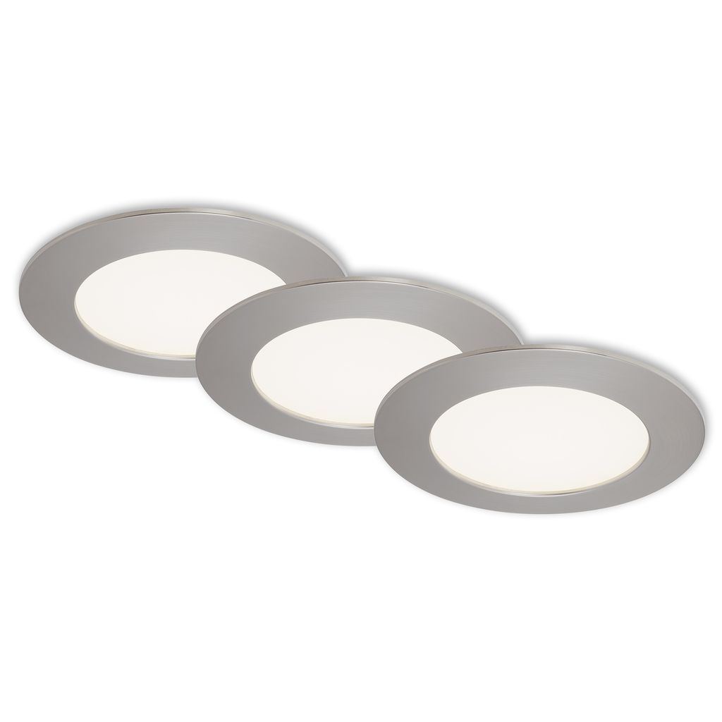 LED Inbouwarmatuur Ø 12 cm 3x8W 800lm mat-nikkel