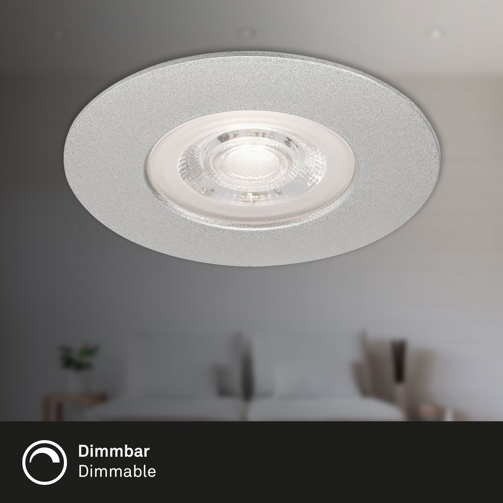 LED Einbauleuchten Dimmbar 3er Set IP44 5 W silber Kunststoff Briloner 6