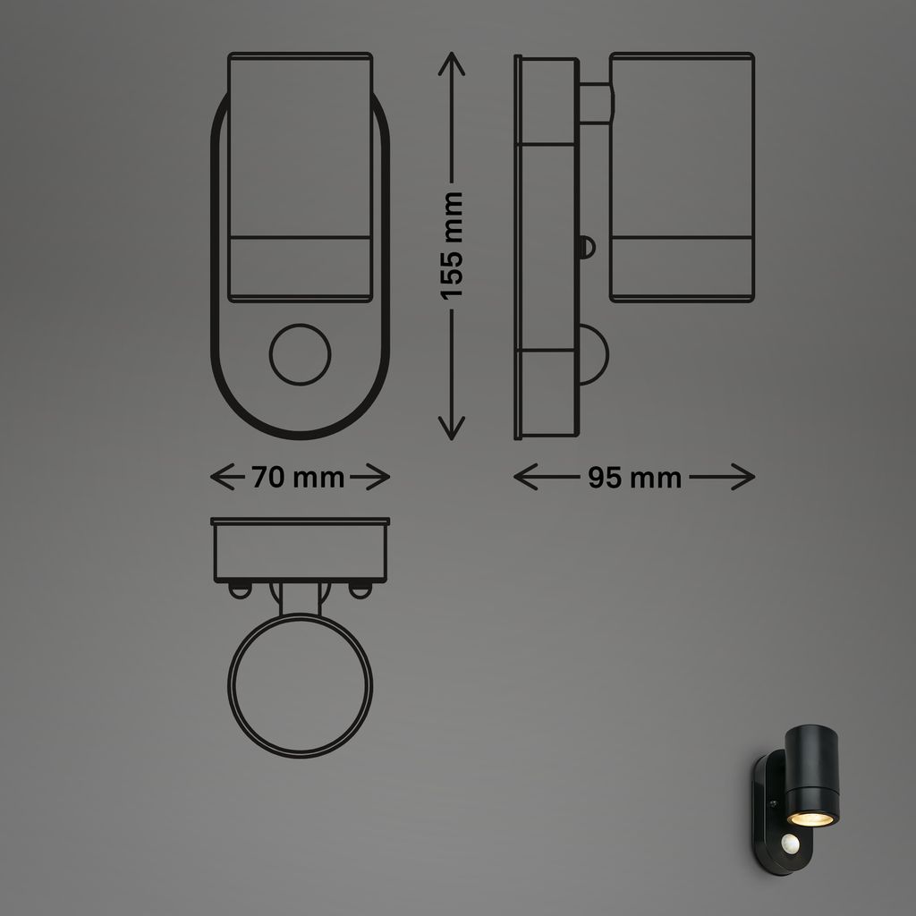 Briloner LED Wandlampe, Bewegungsmelder, Spritzwasser und Staubschutz