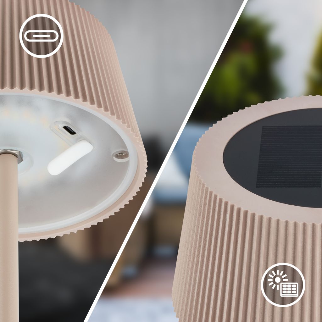 Alia Tischlampe - 2W, 150lm, Kabellos, LED, Dimmbar, Solar, Beige