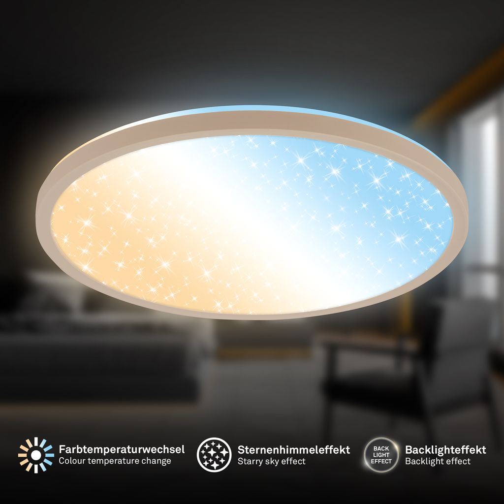 Slim LED Panel Ø29,3 cm - 18W, 2400lm, Fernbedienung, Dimmbar, CCT, Beige