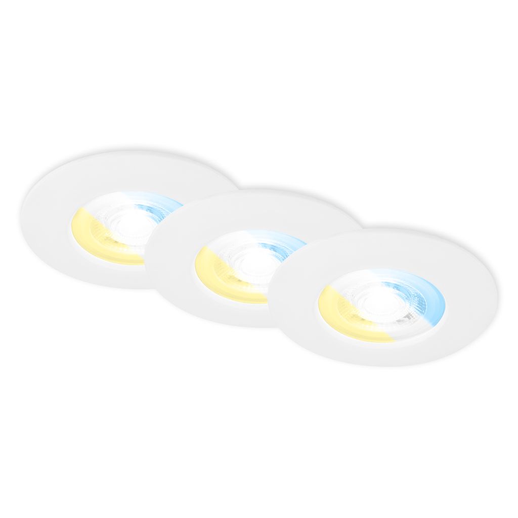 3er Set CCT Einbauleuchte, 9 cm, 4,9W, 580lm, weiß