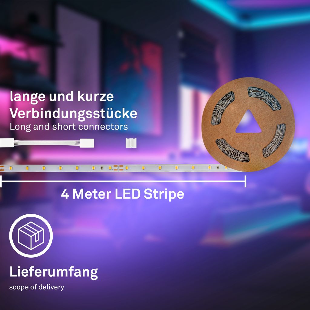 Pimp Your Stripe Erweiterungsset LED Strip 4m, RGB+W, Farbprogramme
