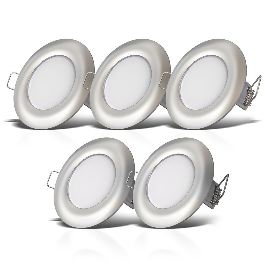 LED Einbauleuchte nickel 5er SET 5W