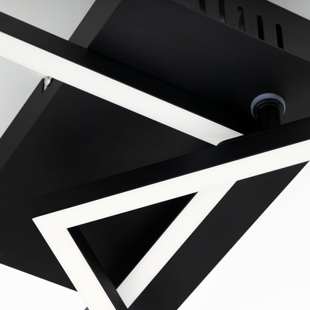 Frame LED ceiling light, dimmable, remote control, CCT, Timer, black