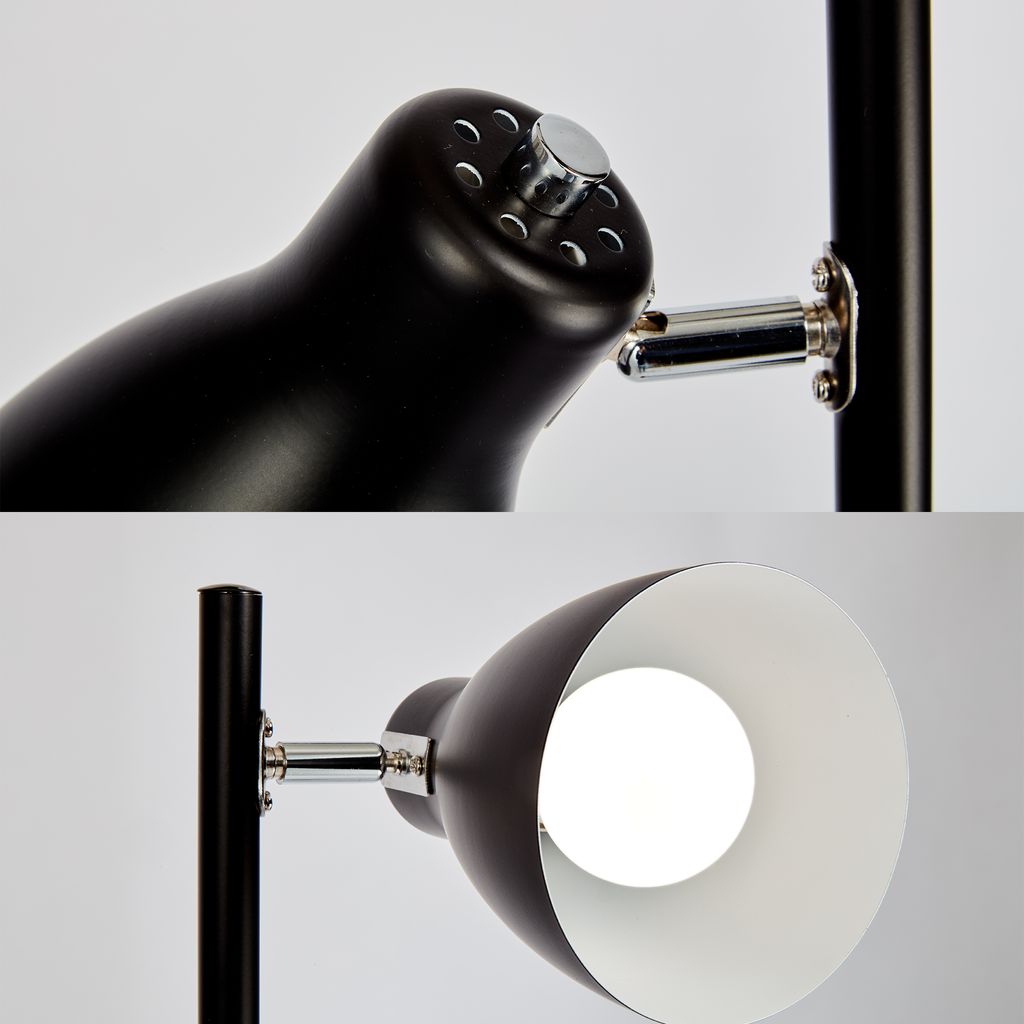 Stehlampe - Schalter, schwenkbar, E27 Fassung, max. 25W, 3-flammig, Schwarz