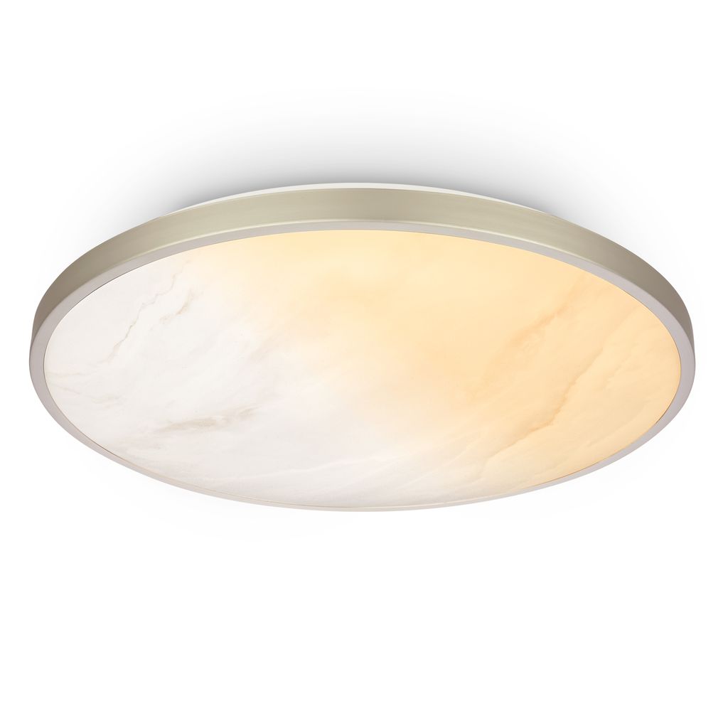 Briloner Competo Deckenleuchte Ø38 cm - 22W, 2400lm, LED, Dimmbar, Fernbedienung, CCT, Marmoroptik, Nickel-matt