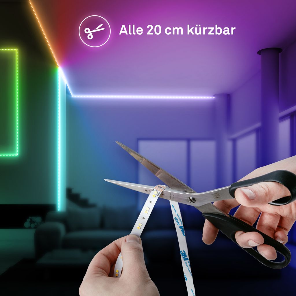 LED Streifen 10m - Fernbedienung, Kürzbar, CCTIC Abstimmbares Weiß, RGBIC Farbwechsel, Weiß