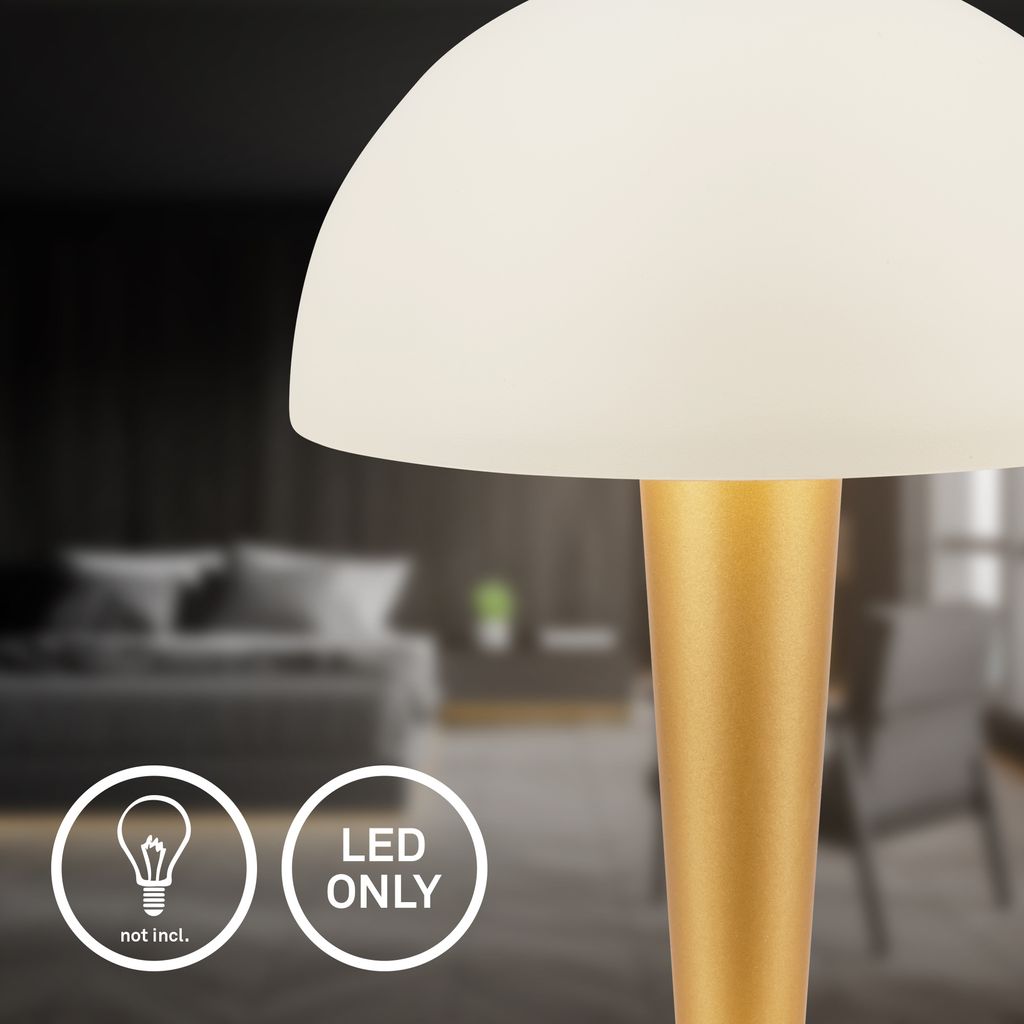 Wanda Tischlampe - mit Schalter, Metall, E14 Fassung, Messing-Altweiß