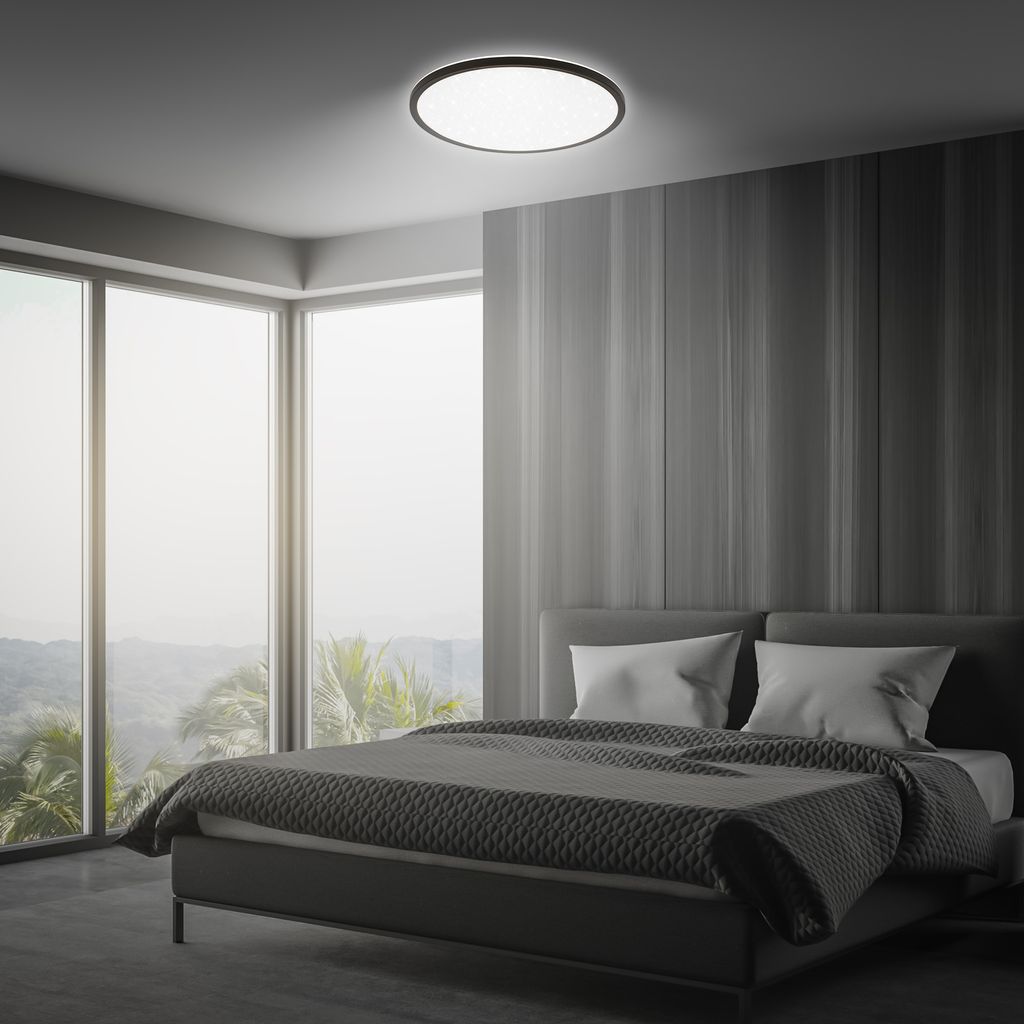 Slim LED Panel Ø37,5 cm - 22W, 3000lm, Fernbedienung, Dimmbar, Schwarz