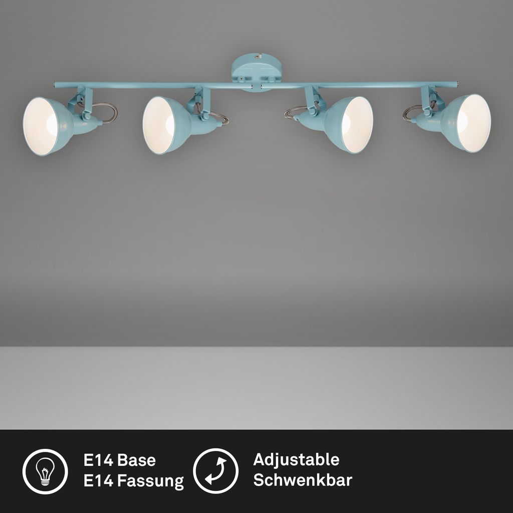 Deckenleuchte drehbar Retro 4xE14 40W schwenkbar mint-weiß Metall Briloner 2