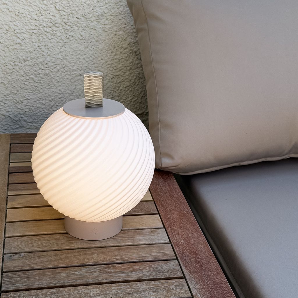 Globe Tischleuchte - 2W, 150lm, Akku, LED, Touch, Dimmbar, 3D-Druck, Beige