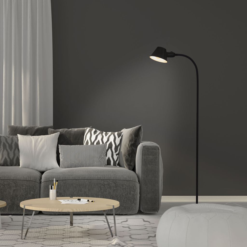 Briloner Leuchten - Stehlampe flexibel. Stehleuchte verstellbar. Kippschalter. 1x E27 Fassung max. 10 Watt. inkl. Kabel. Schwarz. 152 cm 6