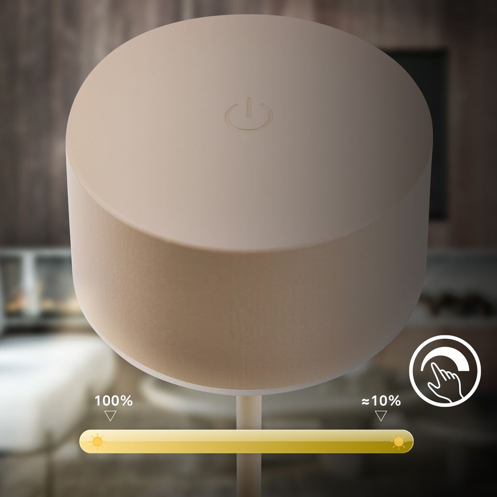 Kira Tischlampe - 2,6W, 150lm, Kabellos, LED, Touch, Dimmbar, Beige