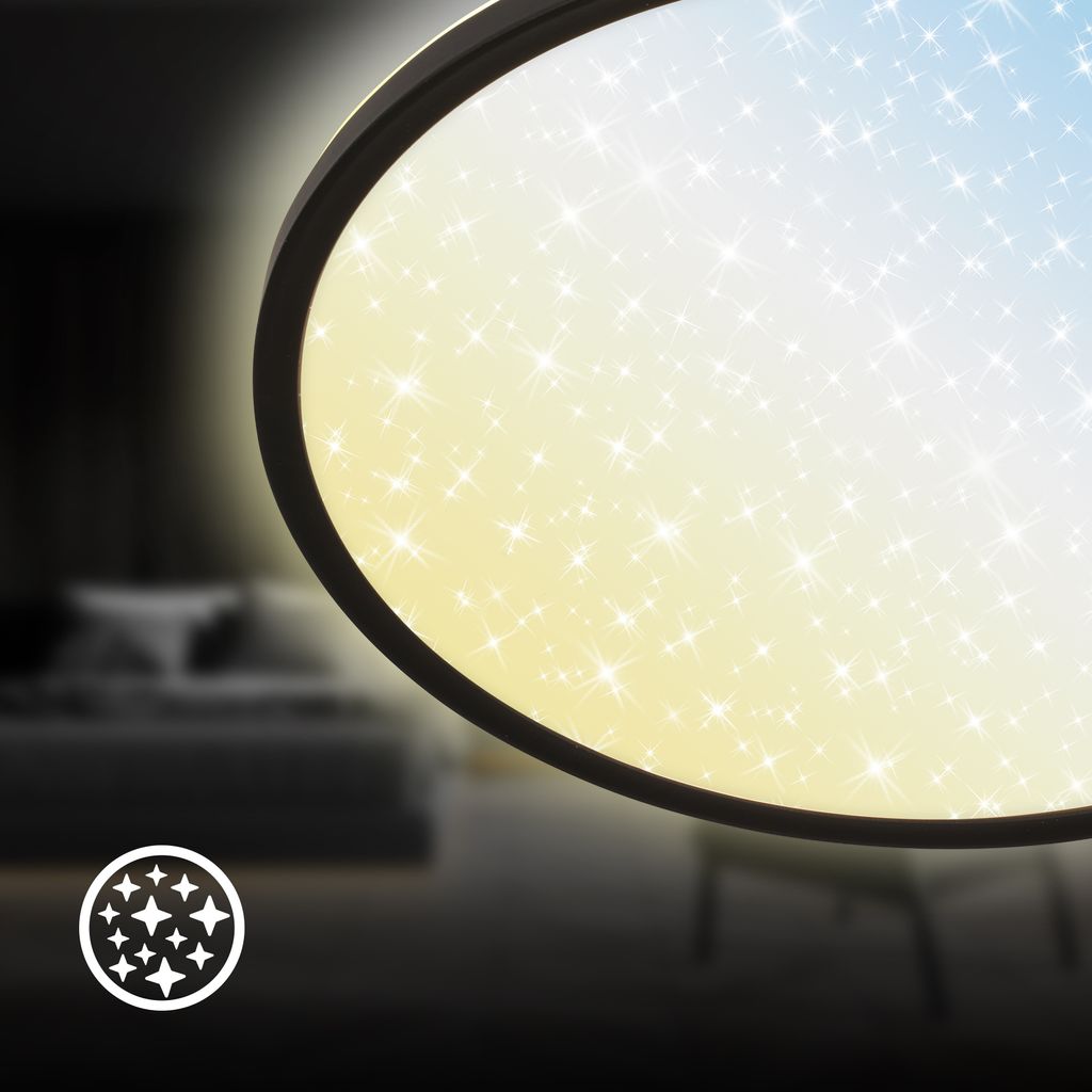 Slim LED Panel Ø37,5 cm - 22W, 3000lm, Fernbedienung, Dimmbar, Schwarz