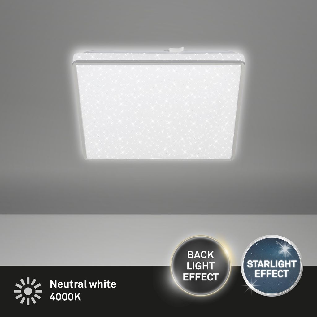 LED-Deckenleuchte, 27 cm, LED-Platine, 15 W, 1800 lm, chrom-matt