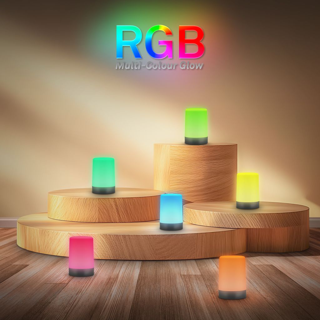 LED Tischlampe Akku LED Tischleuchte Dimmbar Kabellos Touch Terrasse RGB+W 9