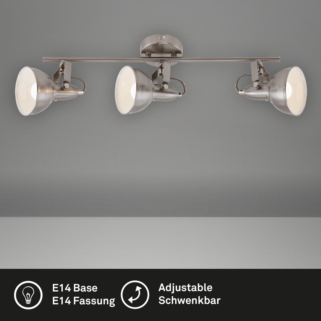 Deckenlampe 3 dreh-und schwenkbaren Spots Vintage 40 W 3xE14 weiß Briloner 2