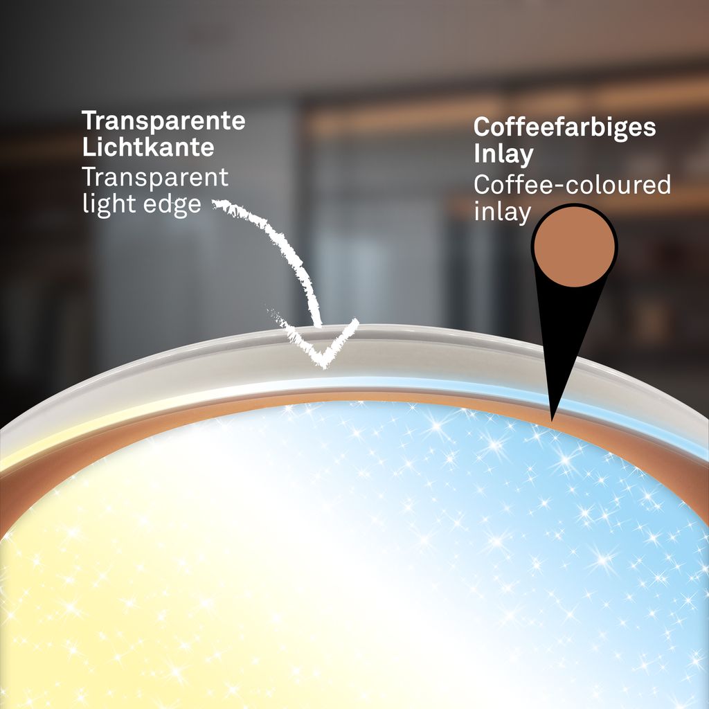 Gima Deckenlampe Ø51 cm - 48W, 5200lm, LED, Sternenhimmel, CCT, Dimmbar, Warm Grey, Coffee