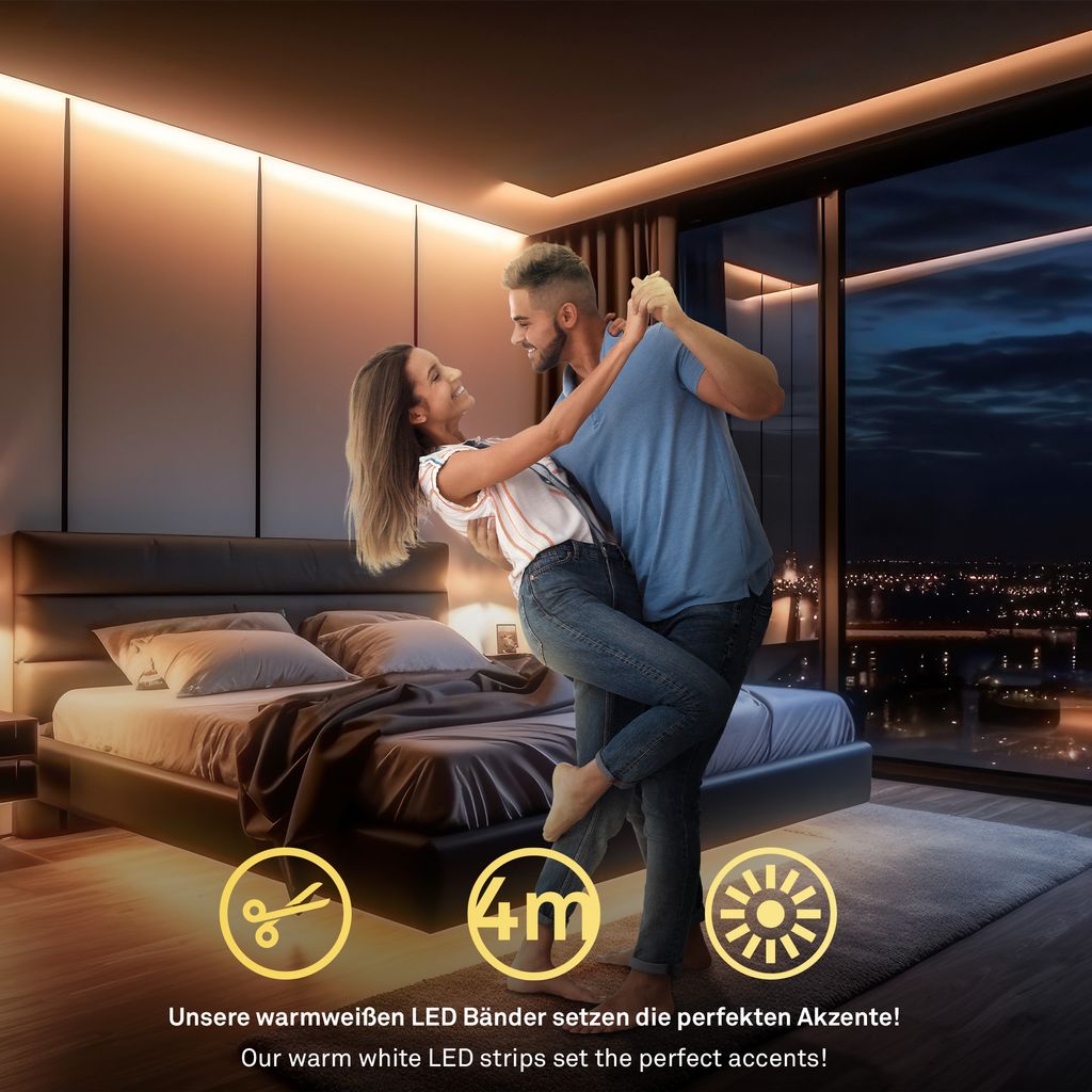 Pimp Your Stripe Erweiterungsset LED Strip 4m. Warmweiß. kürzbar. An/Aus 11
