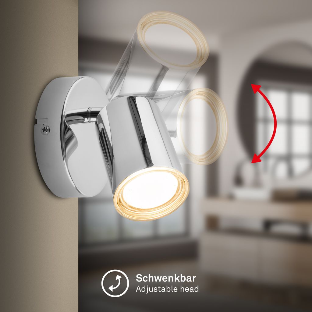 Nerida Wandlampe - GU10 Fassung, max. 9W, Schwenkbar, IP44, Chrom