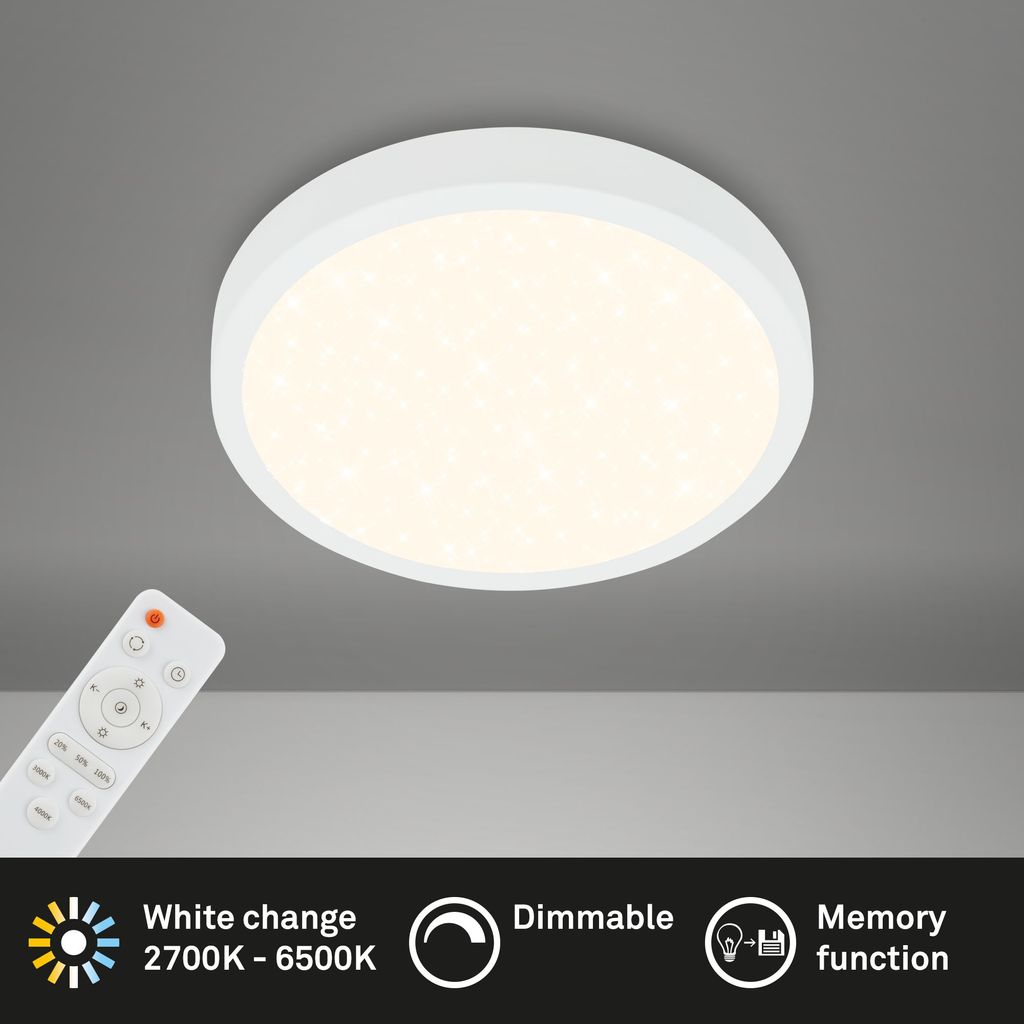 CCT LED surface-mounted luminaire Ø 28 cm, LED board, 18 W, 2000 lm, white
