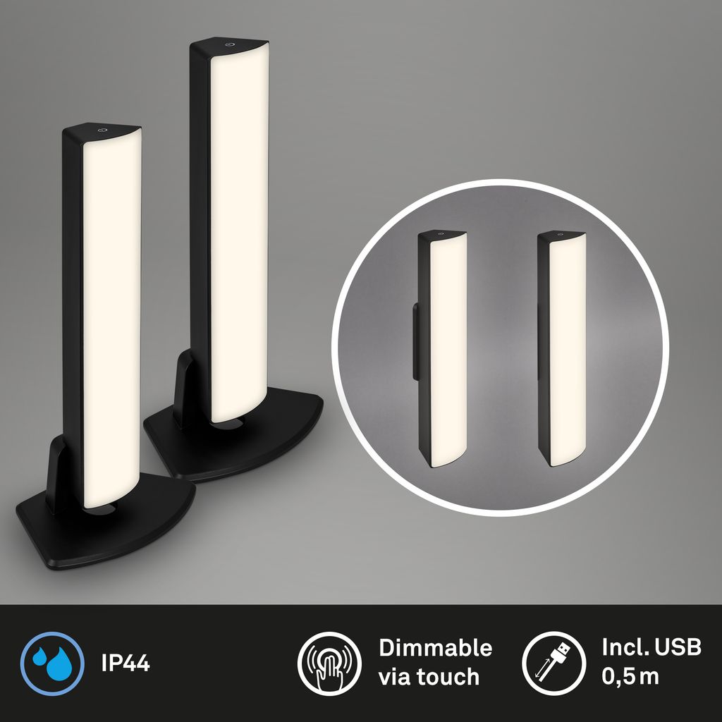 LED Akku-Tischleuchte, 30 cm, Memory, 7W, 700lm schwarz