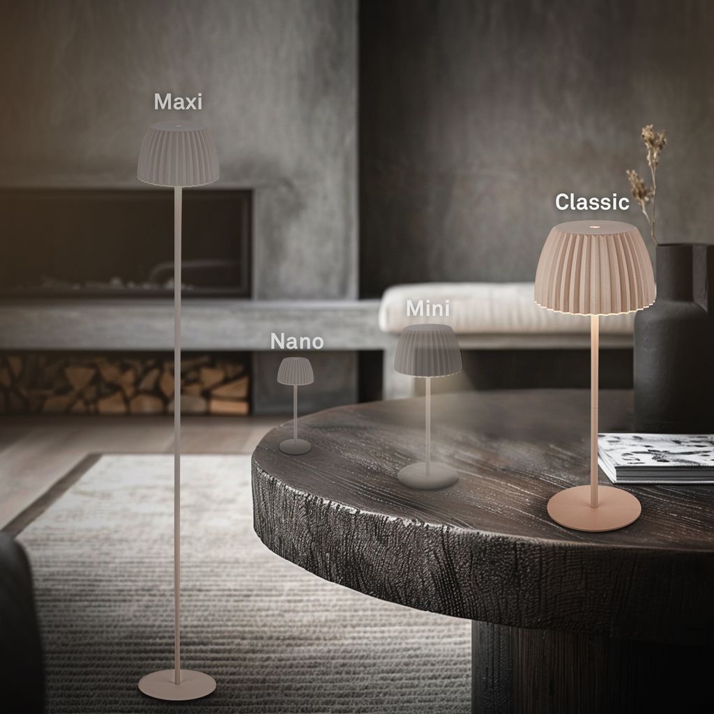 Riffle Rechargeable Table Lamp 36,5 cm - 2W, 200lm, Cordless, LED, Dimmable, Touch, German Design Award Winner 2025, Beige