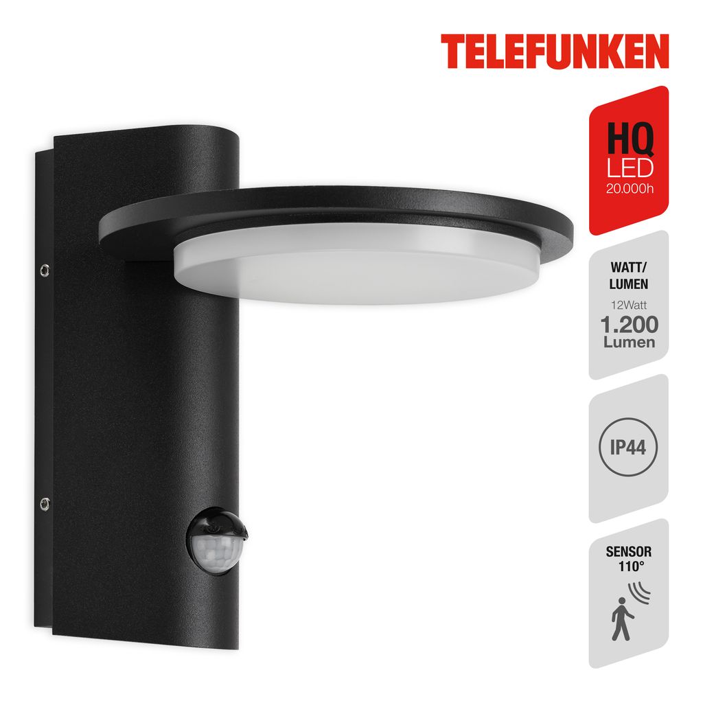 TELEFUNKEN LED Außenleuchte 18,7 cm 10W 1200lm schwarz