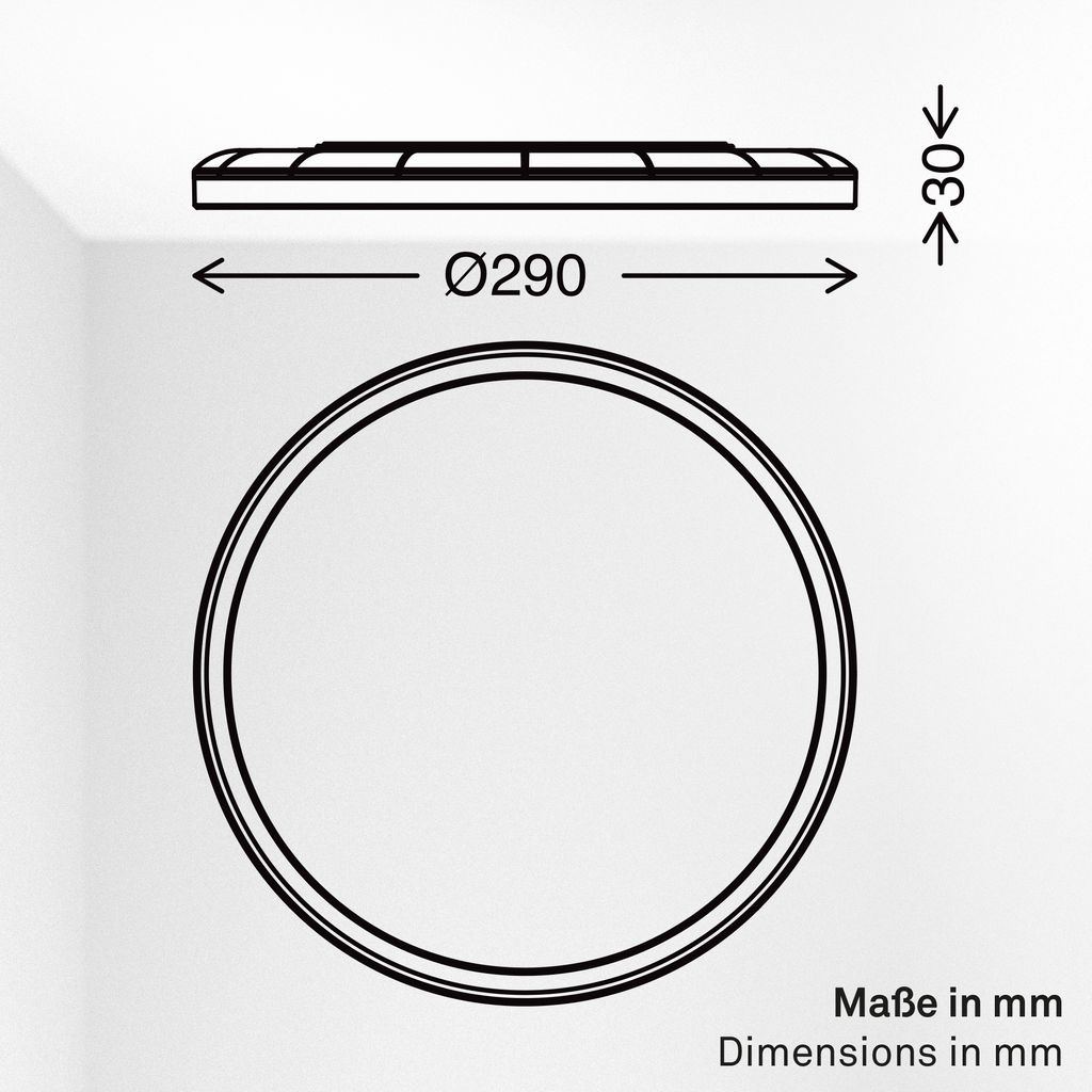 Slim Case Deckenleuchte Ø29 cm - 18W, 2400lm, LED, Dimmbar, Backlight, Weiß