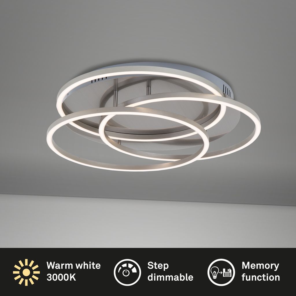 LED Deckenleuchte, Ø 52,5 cm, 56 W, Matt-Nickel