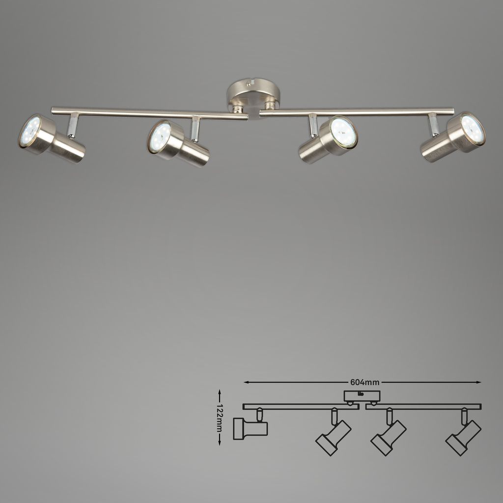 LED Deckenstrahler ? 4-flammig, schwenkbar, GU10, 12W, warmweiß, Matt-Nickel