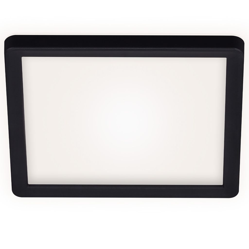 Slim LED Deckenleuchte Eckig. 19x19 cm ? flach. 12W. 1400 lm. Neutralweiß. Backlight. Schwarz 5