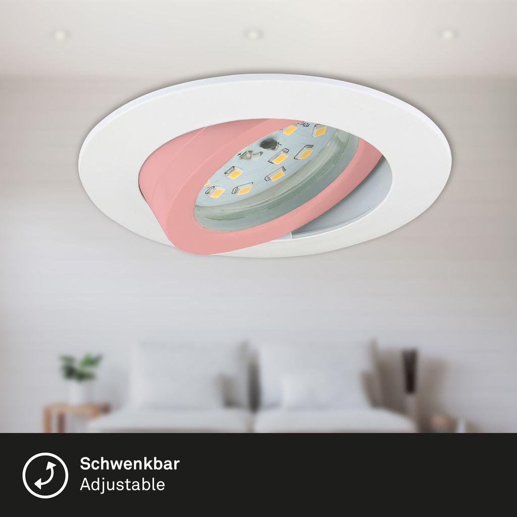 LED Downlight Set "ATTACH" I Synthetic material / white I incl. 3 x LED-module 4,8W 350lm 3.000K I Lifetime 20.000 h, Ra>=80 I non-dimmable I swiveling I IP23 / Protection class II I 82x28mm (DxH) I Installation size 68mm (D)