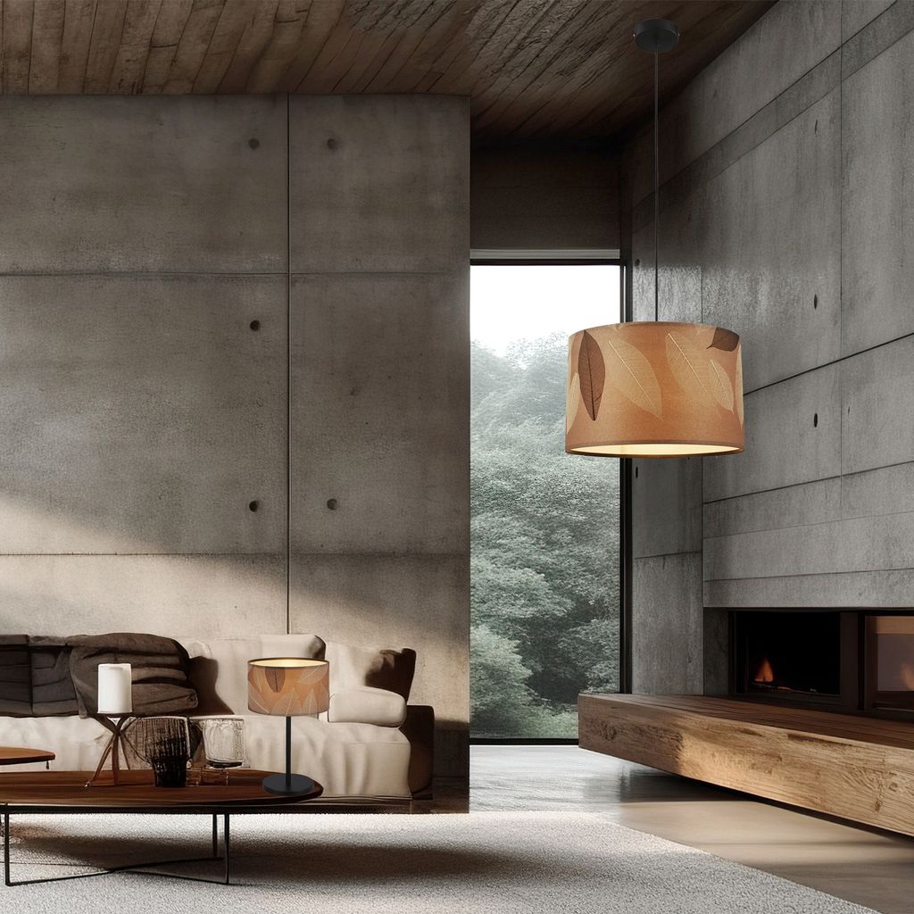 Briloner Mata Tischlampe. Blätterdekor. Kabelschalter. Boho-Stil. E27 Fassung. Caffefarben. Ø25 x 41.5 cm 5