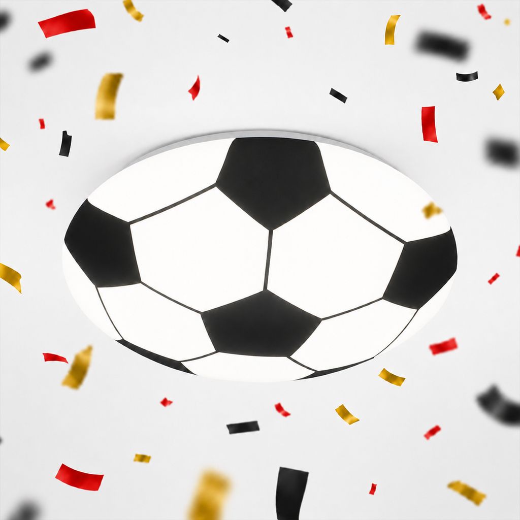 Soccer LED ceiling light, football motif, 4000K, black and white colour