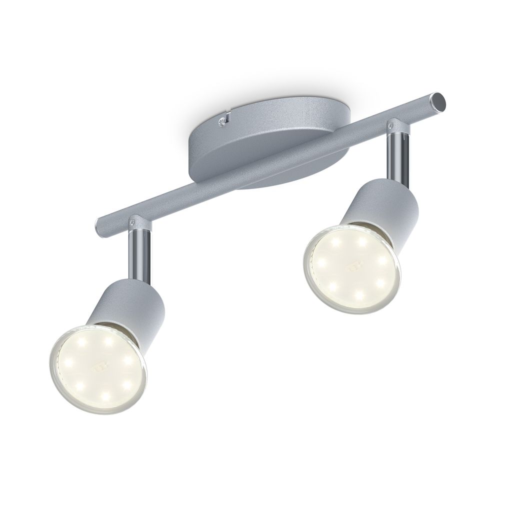B.K.Licht LED 2 Spot Ceiling Mounted Spotlight with 2x 3W GU10 bulbs included and swivel design, titanium