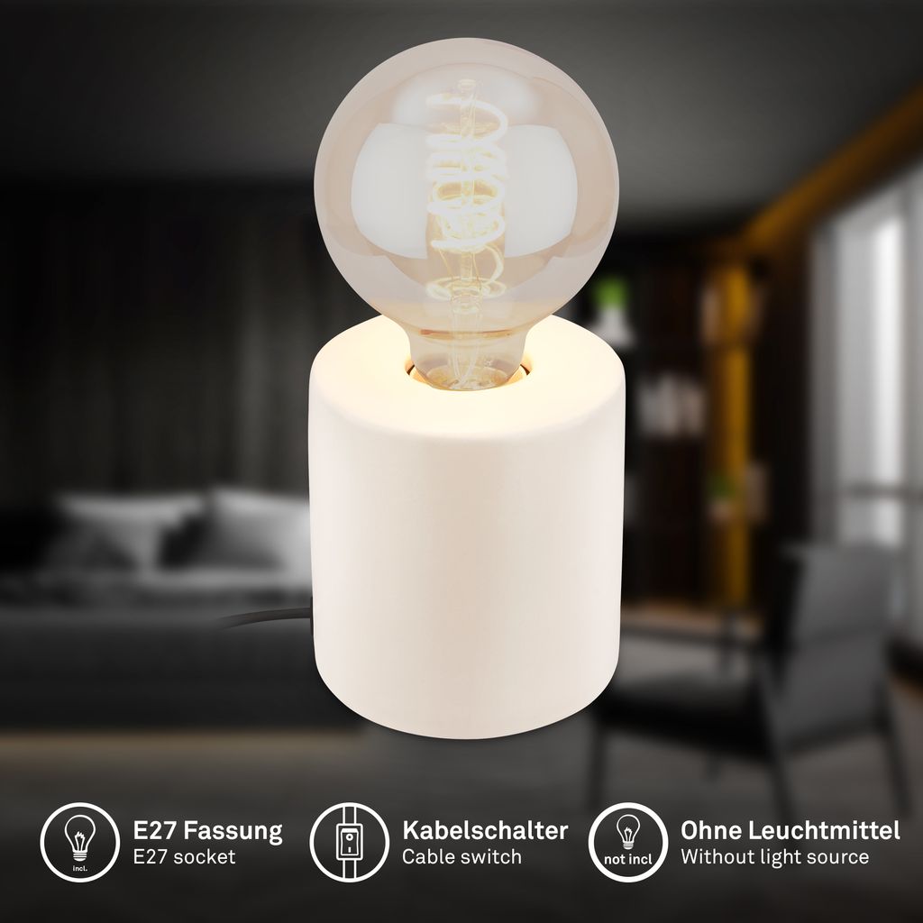 Tischlampe Tischleuchte Schlafzimmer Büro Kabelschalter Keramik Flur 2