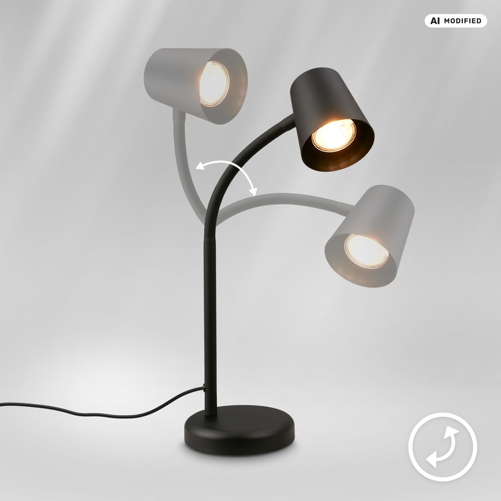 Tischleuchte, 38,5 cm, 1x GU10, max. 9W, schwarz