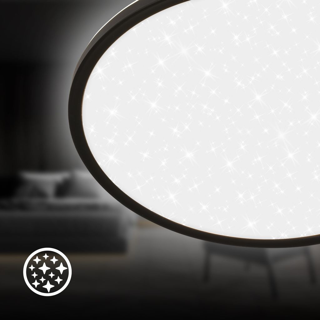 Slim LED Panel Ø37,5 cm - 22W, 3000lm, Sternenhimmel, Neutralweiß, Schwarz