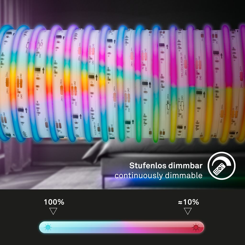 COB LED Stripe 3m RGB Leiste Lichtband Fernbedienung Selbstklebend Kürzbar Deko 6