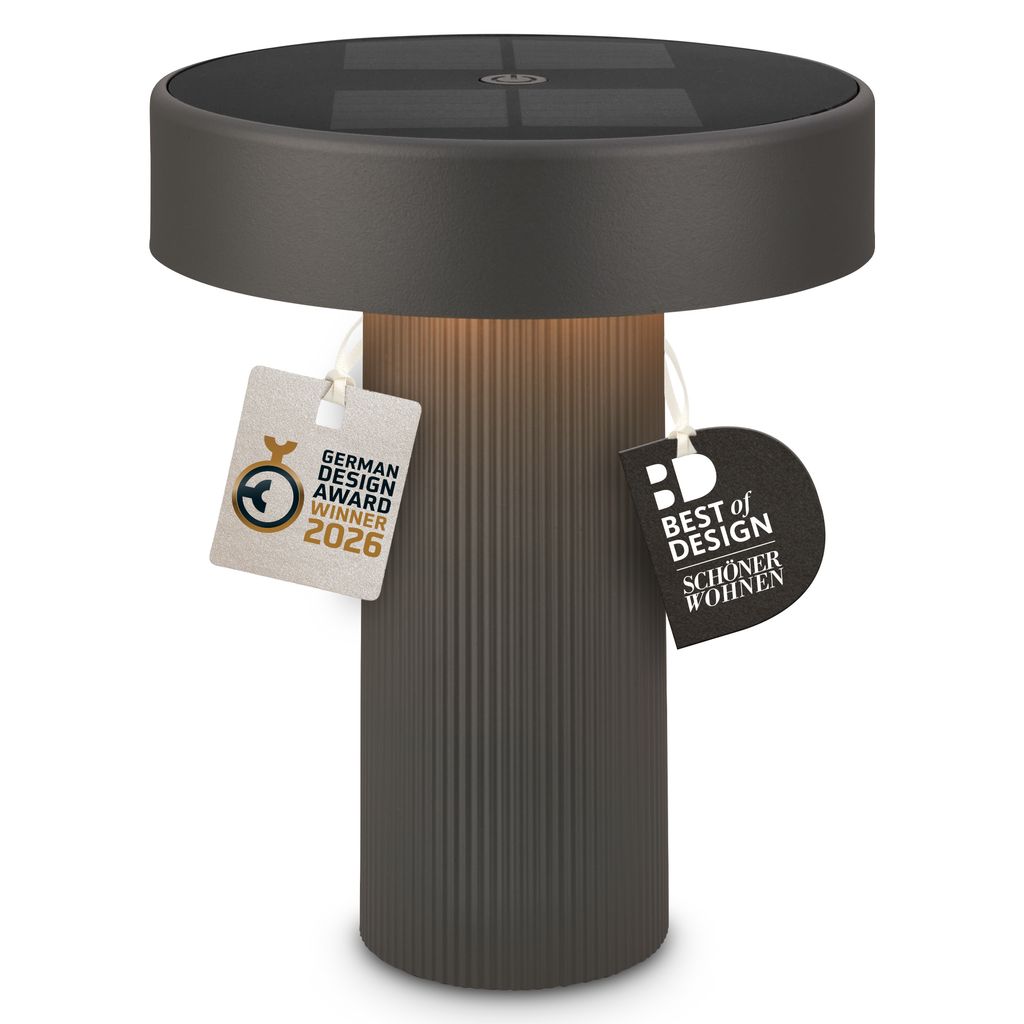 Poga Tischlampe - 1W, 150lm, Kabellos, LED, Dimmbar, Solar, Anthrazit