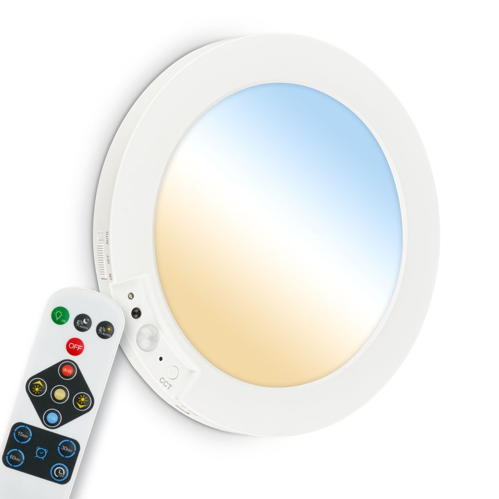 Edda Wandlampe Ø19 cm - 4W, 300lm, Akku, LED, Dimmbar, CCT, Fernbedienung, Weiß
