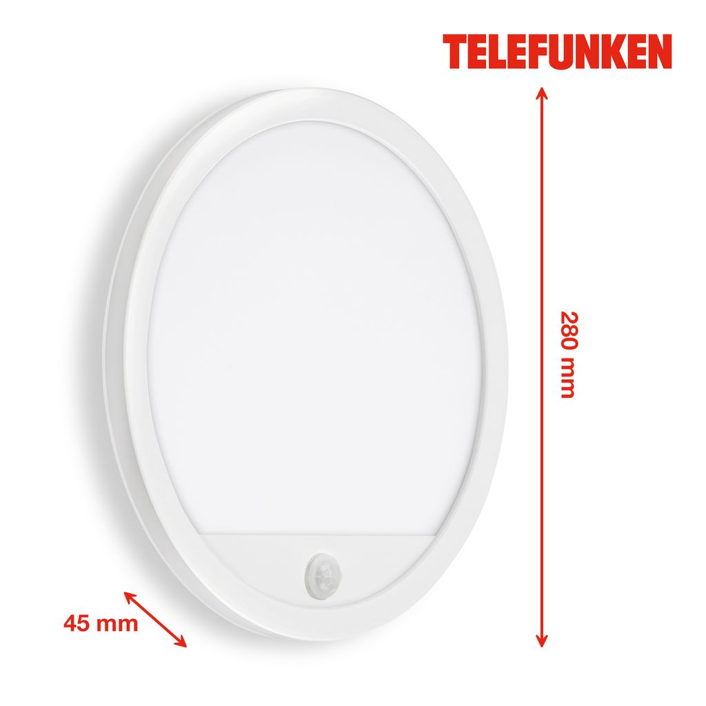 TELEFUNKEN LED Außenleuchte Ø 28 cm 15W 2000lm weiß