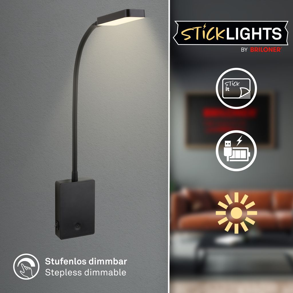 Cielo leeslamp - 2W, 200lm, LED, oplaadbare batterij, dimbaar, touch, zonder stroomaansluiting, zwart